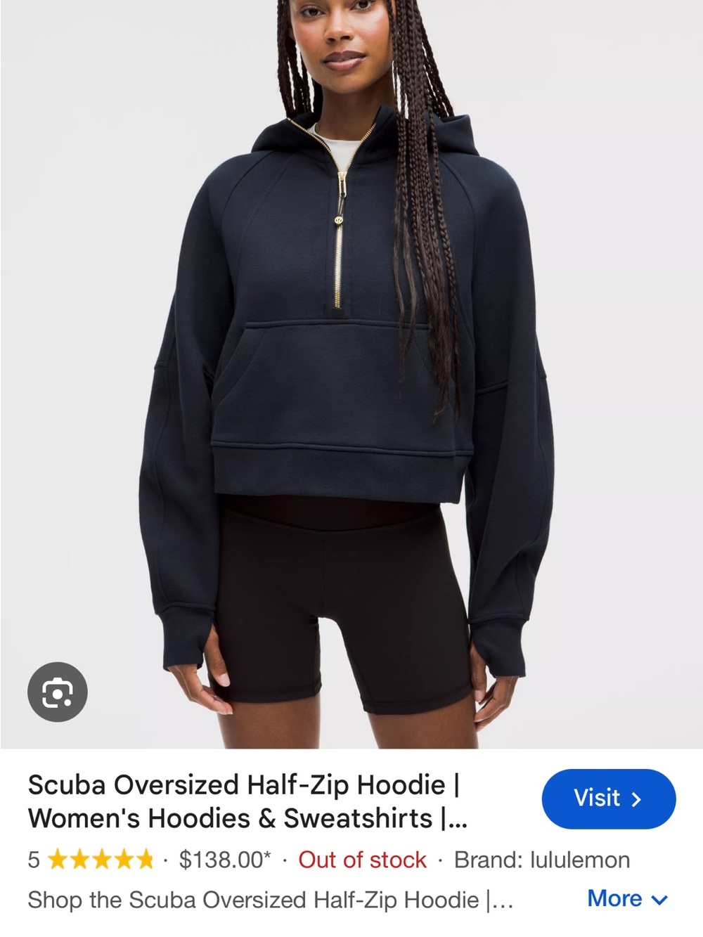 lululemon athletica navy Scuba Half-Zip Hoodie with Gold Zipper